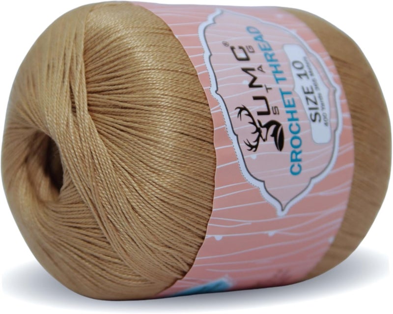 UMC STAG Size 10 Crochet Thread | 100% Combed Mercerized Cotton | Oeko-TEX Certified | 50g Ball 400 Yards | Ideal for Lace, Tatting & Crochet Projects (Hazelnut Brown 373, Size 10 Single) - Image 2